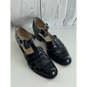 VTG Women’s Kenneth Cole Caged Fisherman Leather MaryJane Size 8M Black
